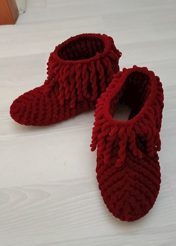Diğer Bordo Örgü Kız Çocuk Sıcak Ev Terliği