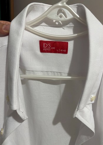 l Beden Düğmeli Beyaz Pamuklu Erkek Gömlek