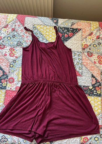 Bordo Askılı Tulum - Görsel 2