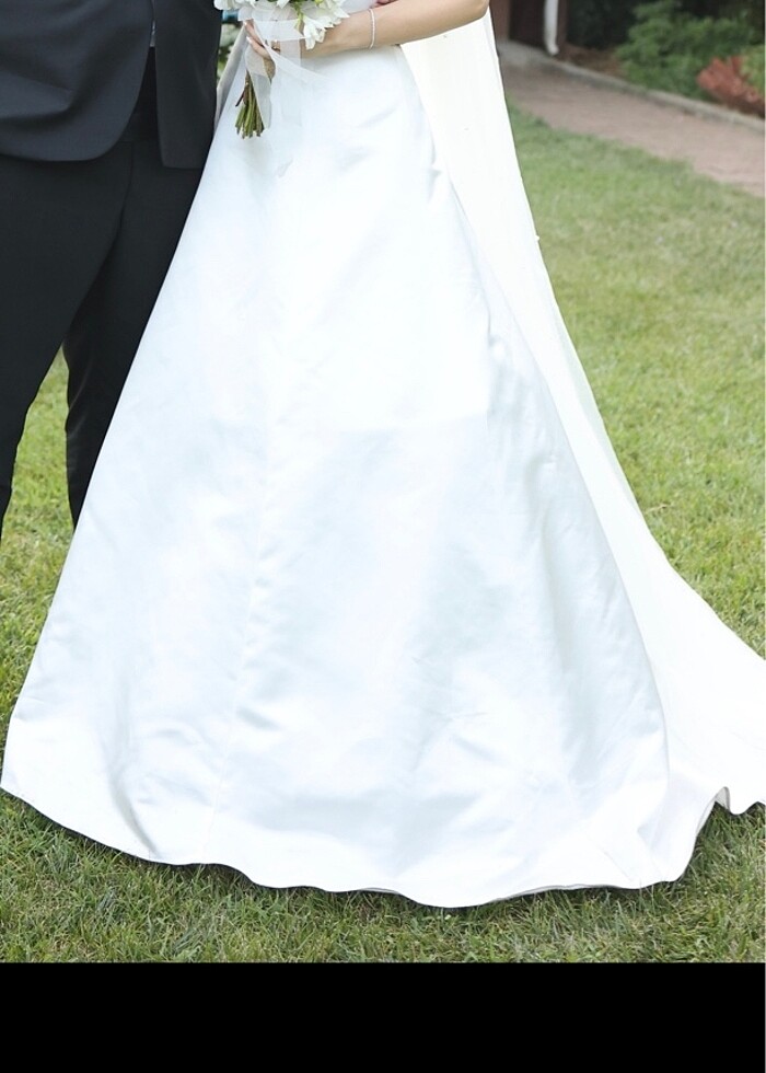 SATEN KOLSUZ STRAPLEZ SADE ŞIK GELİNLİK - Görsel 4