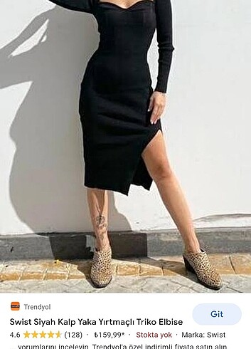Triko elbise siyah