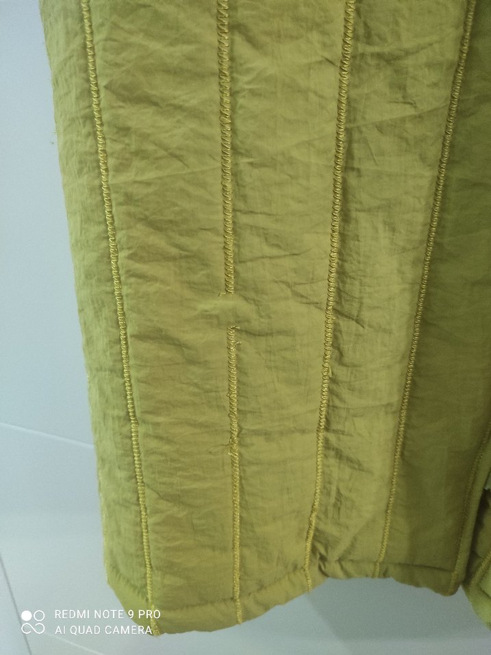 Sarı Uzun Keten Kadın Mont - Görsel 3