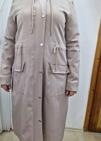 Bej Uzun Kadın Trençkot - Görsel 3