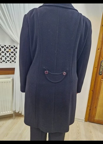 Düğmeli Siyah Kadın Kaban - Görsel 6