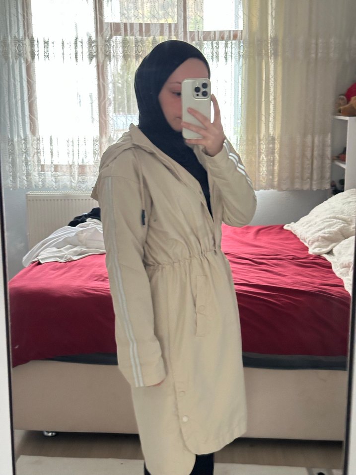 Bej Midi Kadın Yağmurluk - Görsel 2