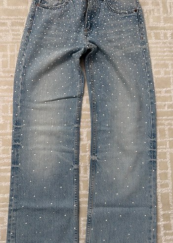 Zara Tasli Acik Mavi Denim Jean