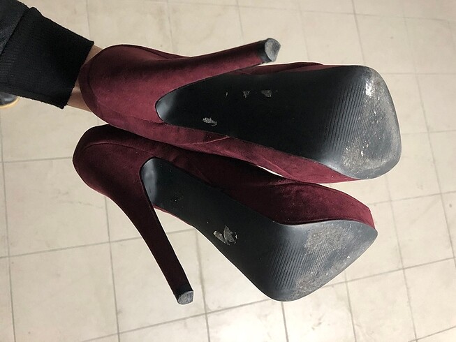 Miss Selfridge Bordo Süet çok şık yüksek platform ayakkabı