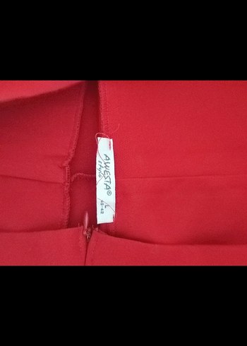 Kemerli Kırmızı Mini Bermuda Şort - Görsel 7