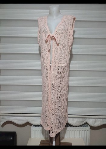 Bej Uzun Dantel Bohem Kadın hırka - Görsel 2