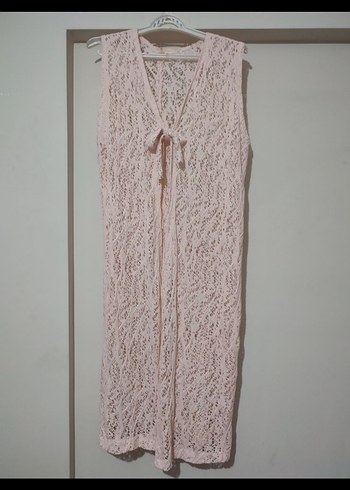 Bej Uzun Dantel Bohem Kadın hırka - Görsel 5