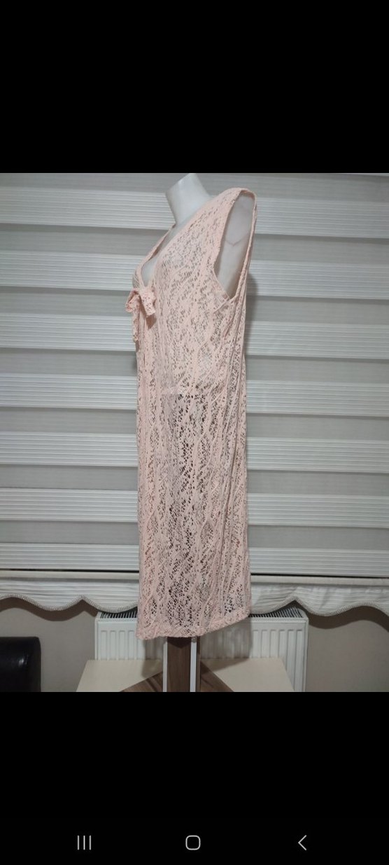 Bej Uzun Dantel Bohem Kadın hırka - Görsel 3