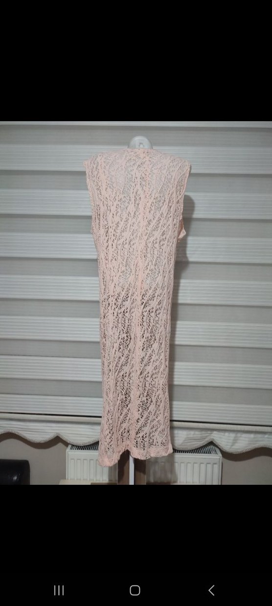 Bej Uzun Dantel Bohem Kadın hırka - Görsel 4