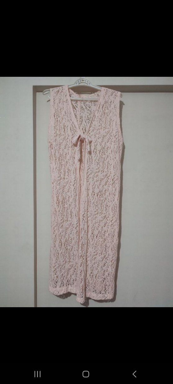 Bej Uzun Dantel Bohem Kadın hırka - Görsel 5