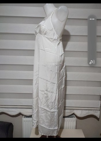 Beyaz Nakışlı Bohem Uzun Kadın Sabahlık - Görsel 4