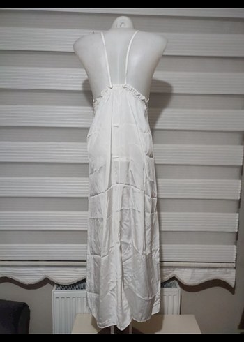 Beyaz Nakışlı Bohem Uzun Kadın Sabahlık - Görsel 5