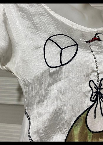 Beyaz Baskılı Kolsuz Hamile Tişörtü - Görsel 5