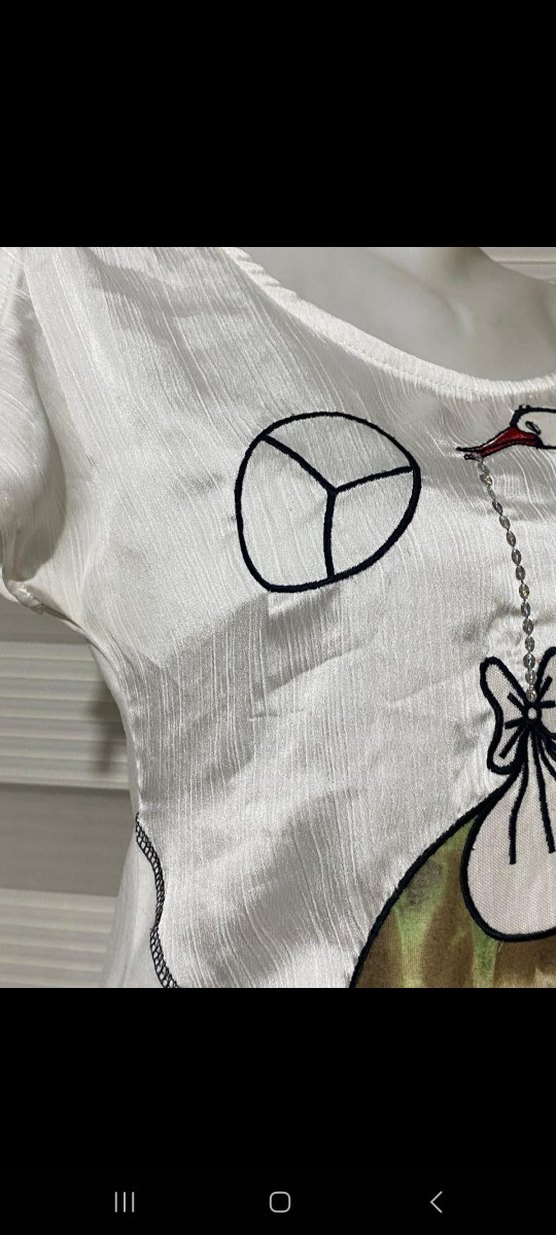 Beyaz Baskılı Kolsuz Hamile Tişörtü - Görsel 5