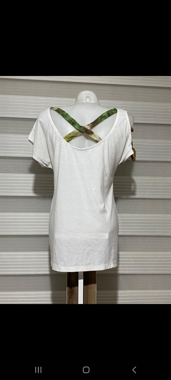 Beyaz Baskılı Kolsuz Hamile Tişörtü - Görsel 4