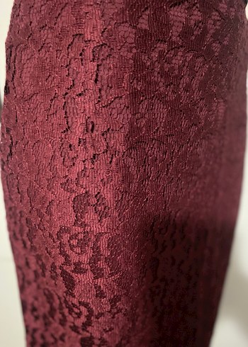 BORDO DANTELLİ UZUN ETEK - Görsel 5