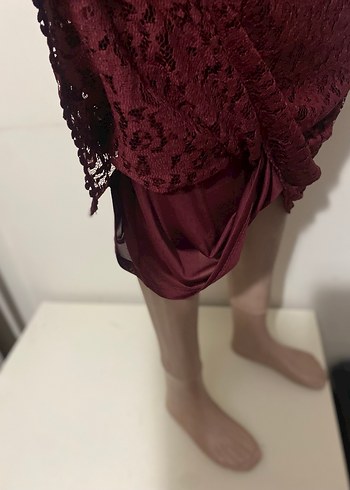 BORDO DANTELLİ UZUN ETEK - Görsel 6
