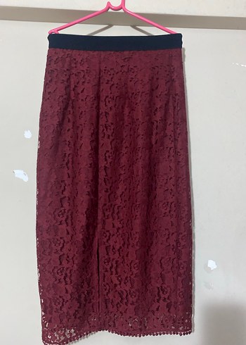 BORDO DANTELLİ UZUN ETEK - Görsel 9