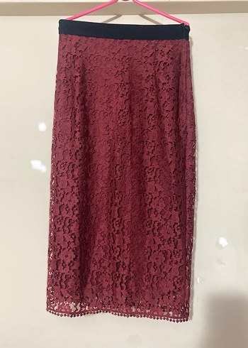 BORDO DANTELLİ UZUN ETEK - Görsel 8