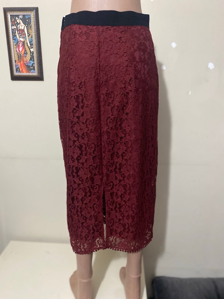 BORDO DANTELLİ UZUN ETEK - Görsel 4