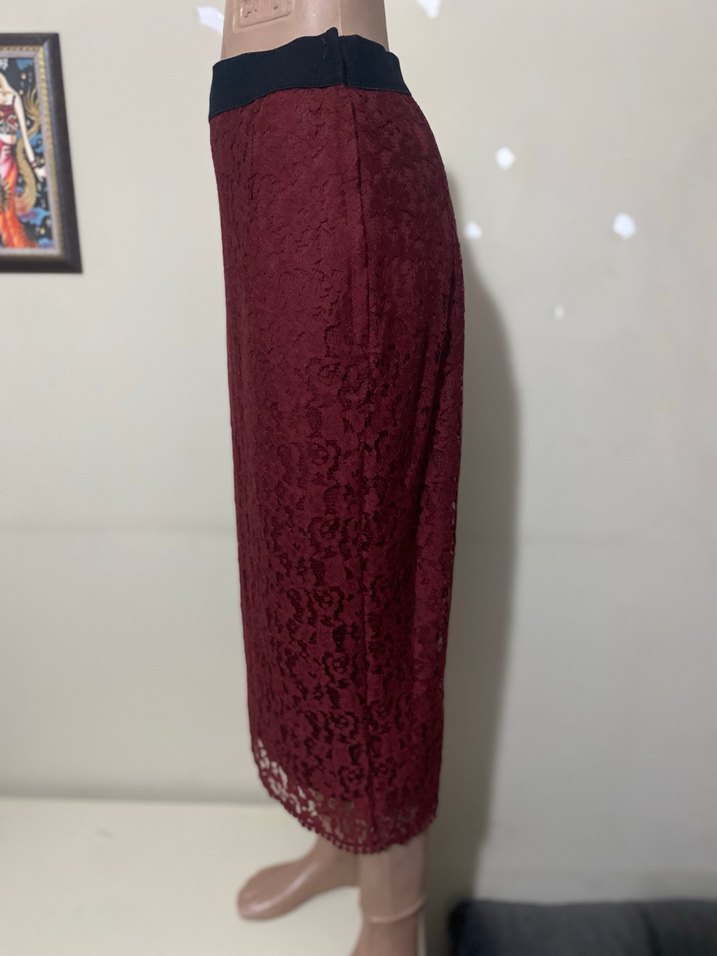 BORDO DANTELLİ UZUN ETEK - Görsel 3