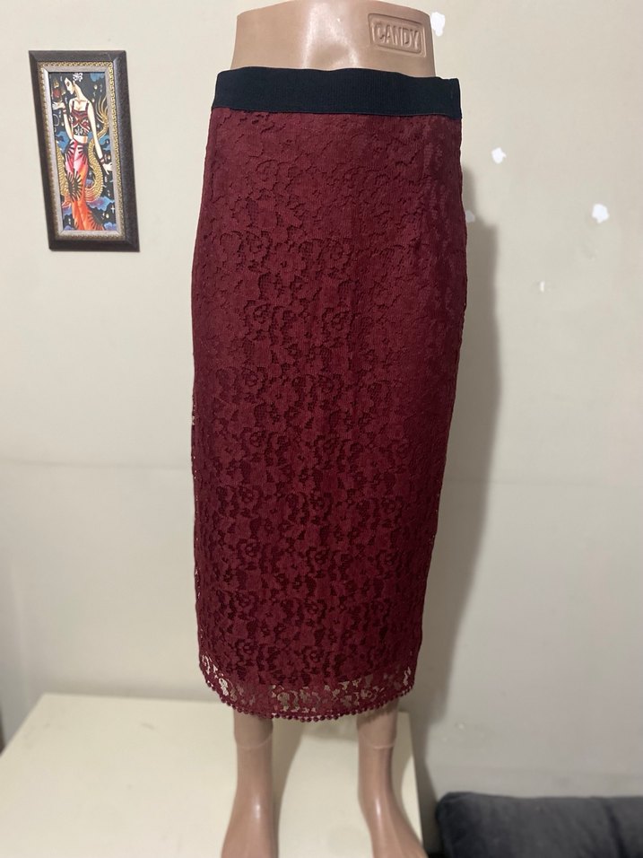 BORDO DANTELLİ UZUN ETEK - Görsel 2