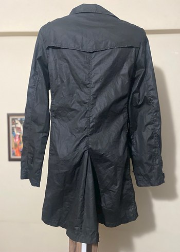 Düğmeli Siyah Midi Kadın Rüzgarlık - Görsel 4