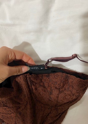 Dantel Detaylı Kahverengi Strappy Bustier 36 beden - Görsel 3