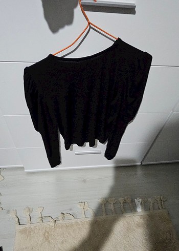 Kadın siyah crop bluz - Görsel 3