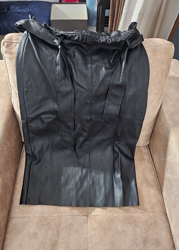 Kadın Siyah Deri Kalem Etek - Görsel 2