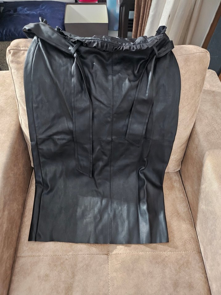 Kadın Siyah Deri Kalem Etek - Görsel 2