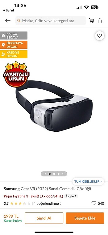 Samsung Gear VR Sanal Gözlük