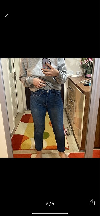 38 Beden mavi Renk Stradivarius mom jean