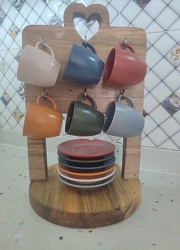 Ahşap kahve fincan standı - Görsel 2