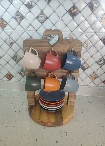 Ahşap kahve fincan standı - Görsel 3