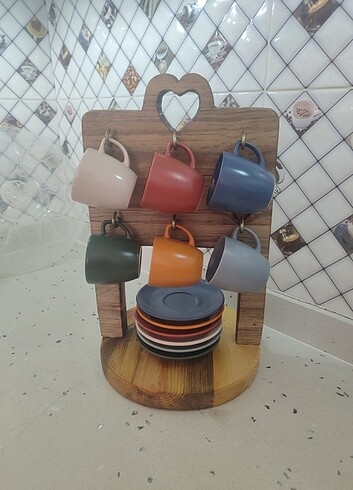 Ahşap kahve fincan standı - Görsel 6