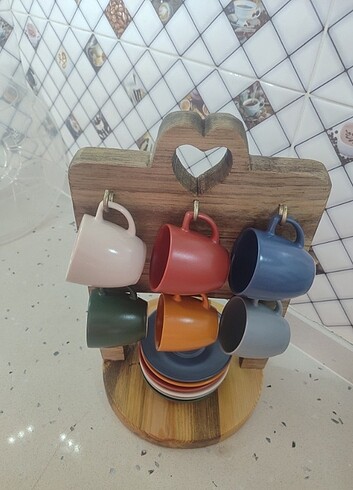 Ahşap kahve fincan standı - Görsel 7