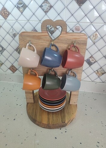 Ahşap kahve fincan standı - Görsel 9