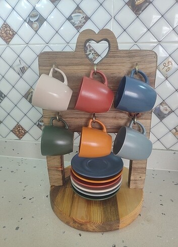 Ahşap kahve fincan standı - Görsel 11