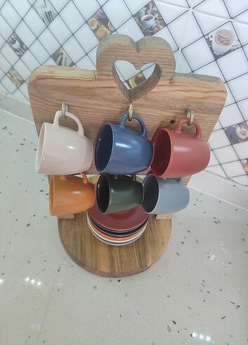 Ahşap kahve fincan standı - Görsel 12