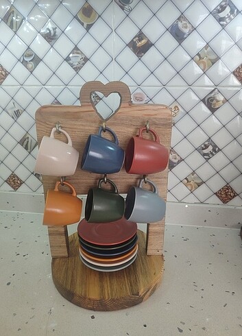 Ahşap kahve fincan standı - Görsel 13