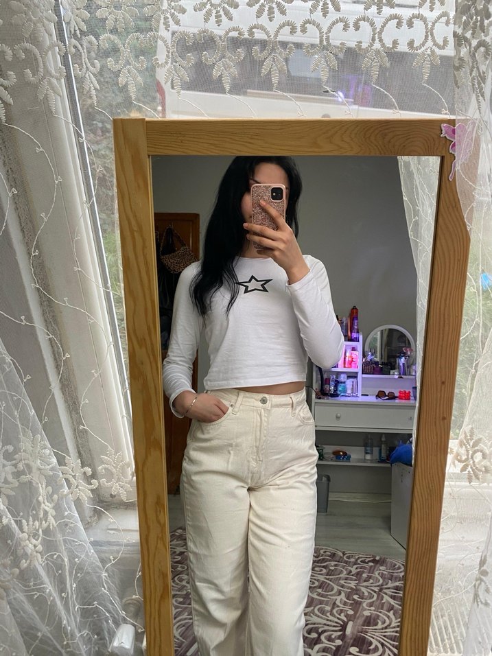 Ten rengi Kadın Boyfriend Pantolon Midi Boy - Görsel 3