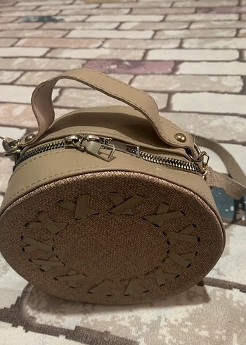 Bej Deri İşlemeli Bohem Kadın Çanta - Görsel 2