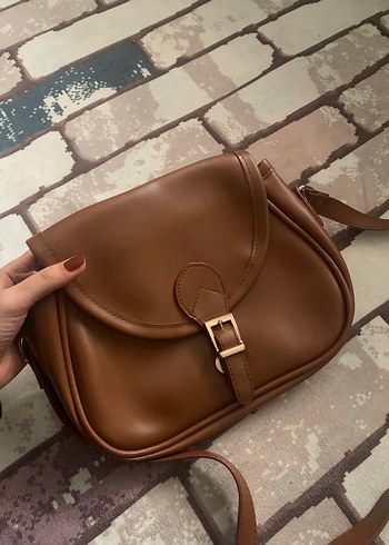 Kahverengi Deri Tokalı Kadın Çanta - Görsel 2