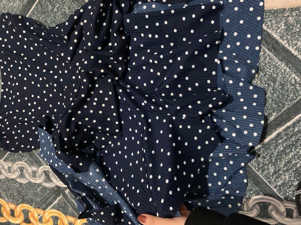 Lacivert Puantiyeli Mini Elbise - Görsel 3