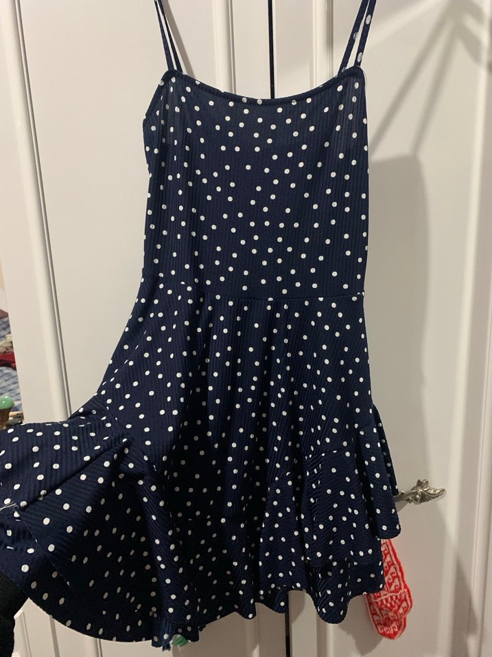 Lacivert Puantiyeli Mini Elbise - Görsel 2