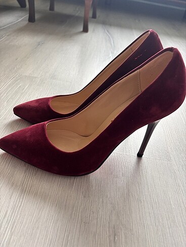 Bordo renk, topuklu stiletto